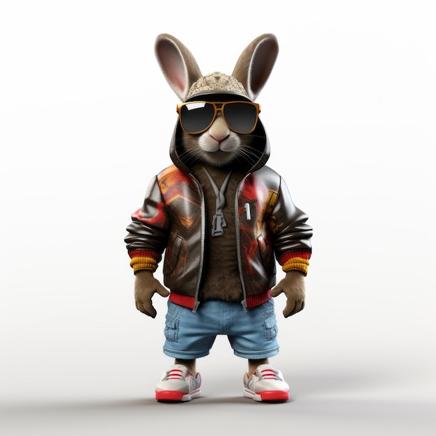 Hiphop Inspired Rabbit Bunny In Glasses And Jacket