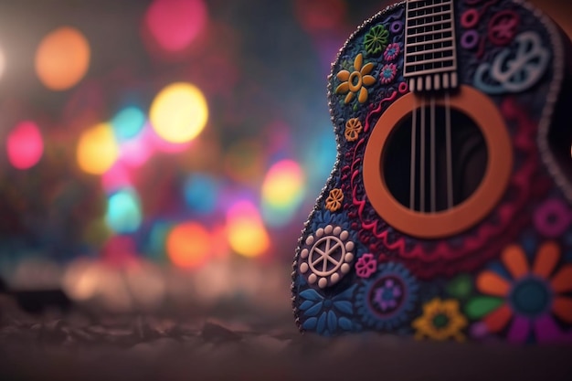 Hippie Colorful Guitar Expressive Music Instrument for Creative Souls