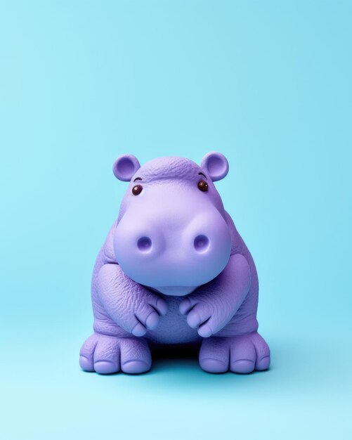 Photo hippo animal character craft with isolated studio background