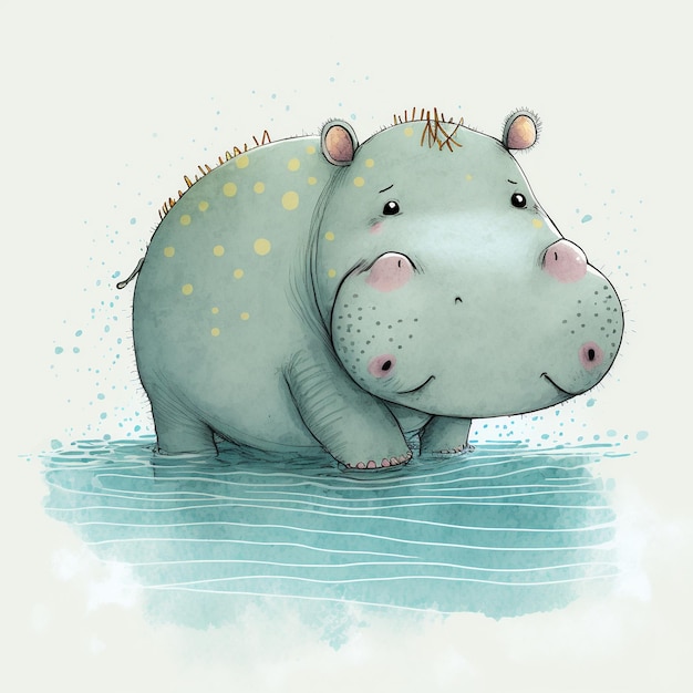 Hippo on the pond