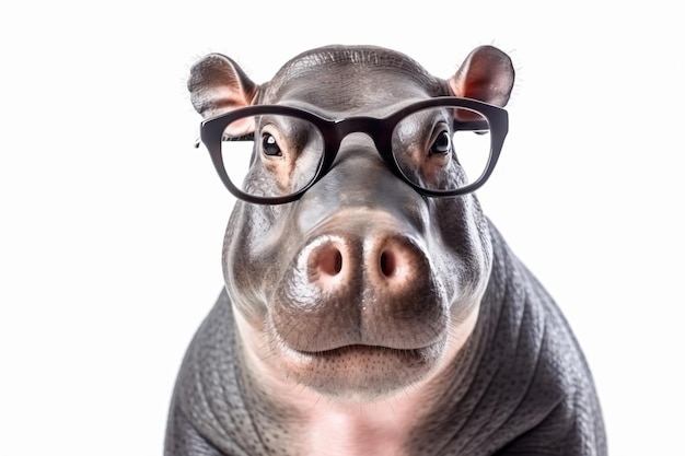 a hippo wearing glasses