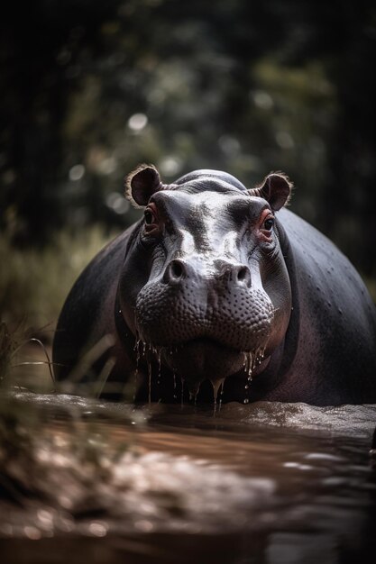 Hippopotamus in natural habitat