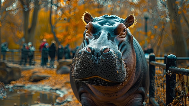 Photo hippopotamus in the zoo