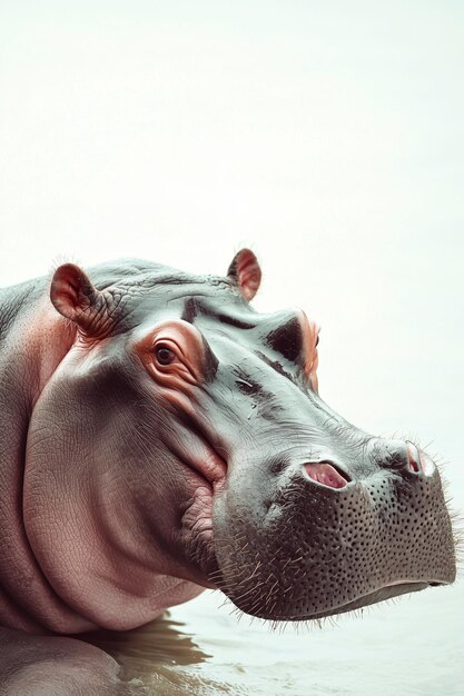 Photo hippos in their natural habitatin the wild copy space generative ai