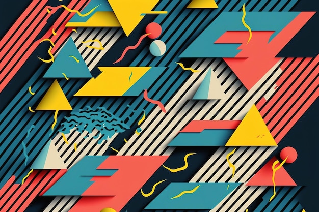 Hipster background with geometric patterns in the style of the 90s and 80s