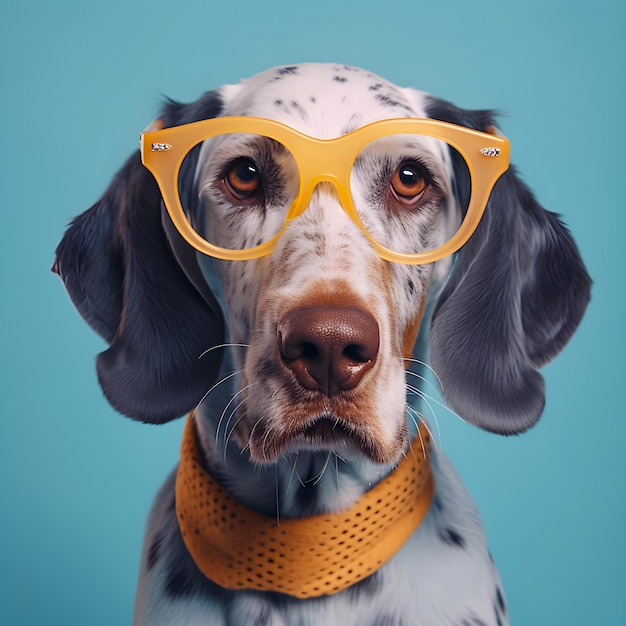 Hipster blue tick hound dog portrait