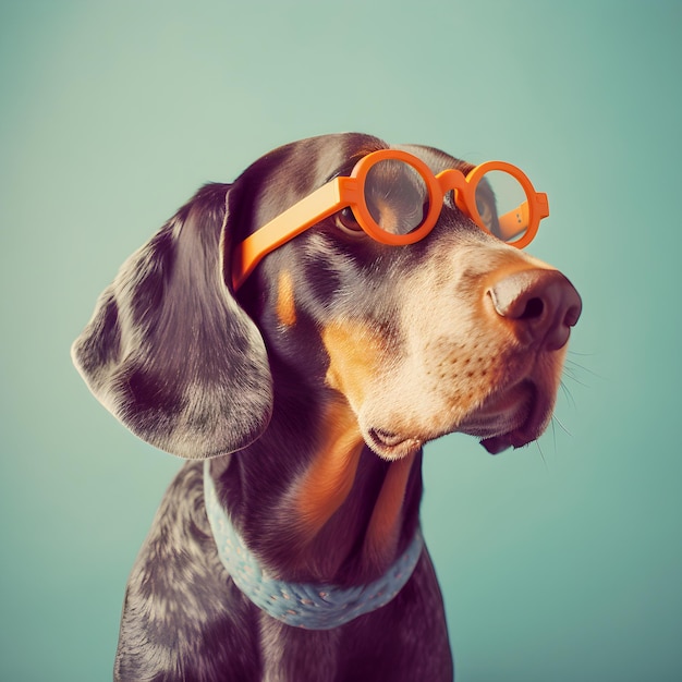 Hipster blue tick hound dog portrait