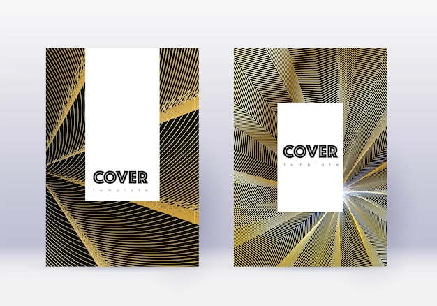 Hipster cover design template set Gold abstract l