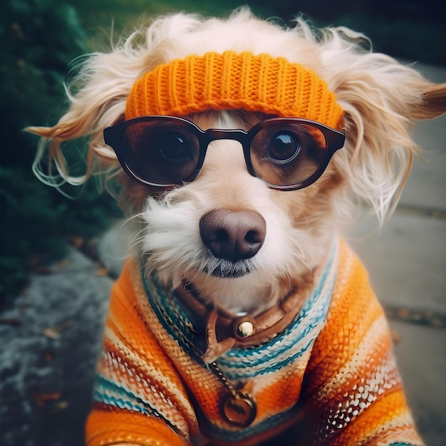 Hipster dog take selfie photo funny antrophomorfic animals