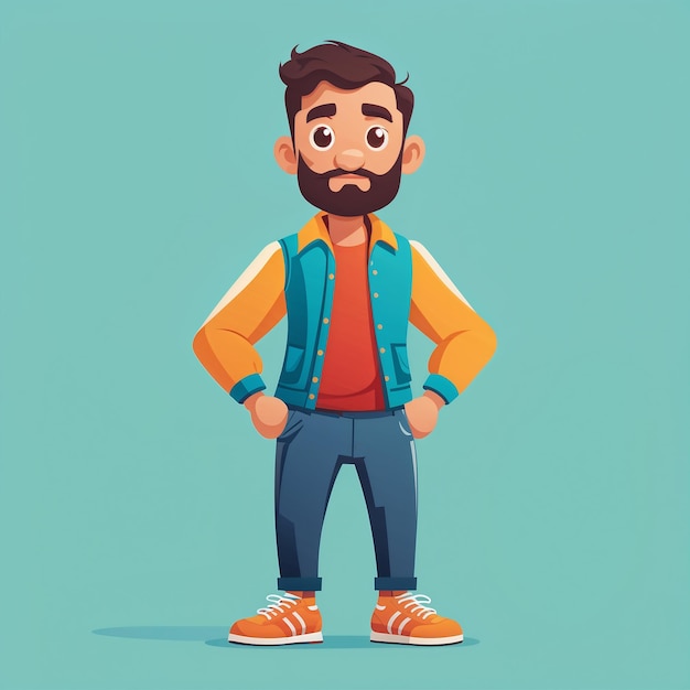 Photo hipster man in casual clothes vector illustration in cartoon style