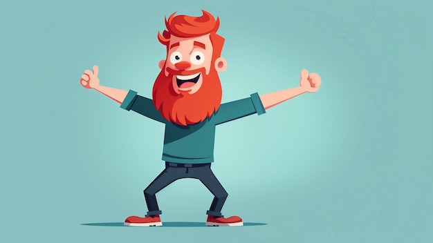 Photo hipster man with beard and mustache dancing vector illustration