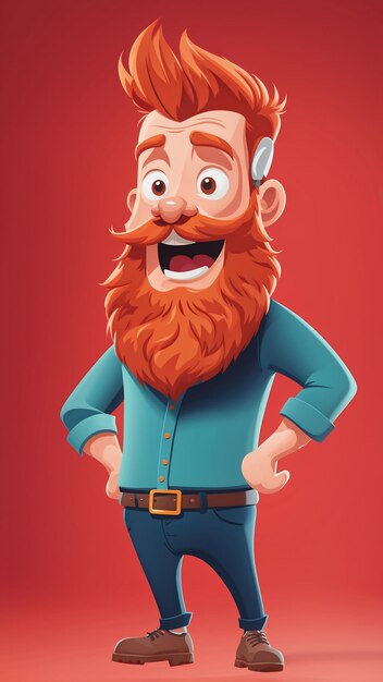 Hipster Man With Red Beard Vector Cartoon Character Illustration