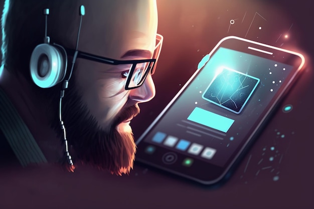 Hipster and phone drawn style AI generation