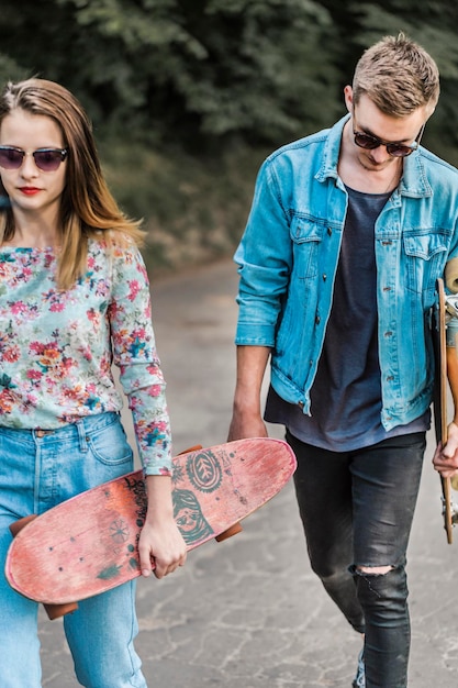 Hipsters with Skateboards