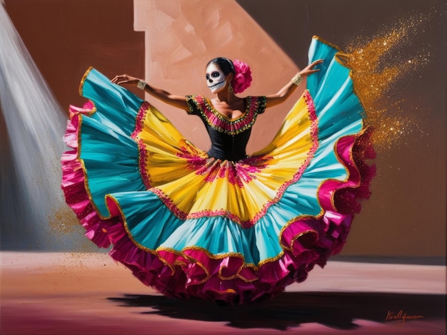 Hispanic Heritage Month celebrating culture Colorful skirts fly during traditional