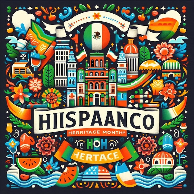 Hispanic Heritage Month flat template