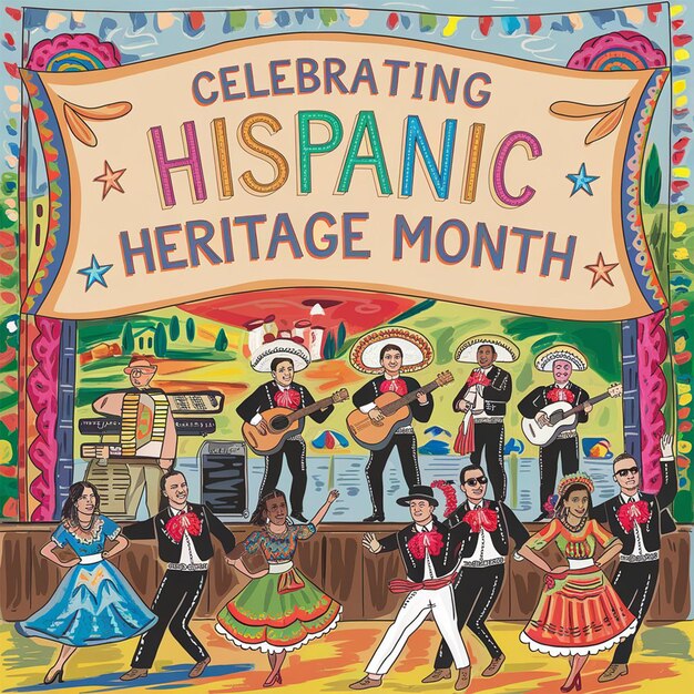 hispanic heritage month National festival vector web bannerposter card social media lattering text