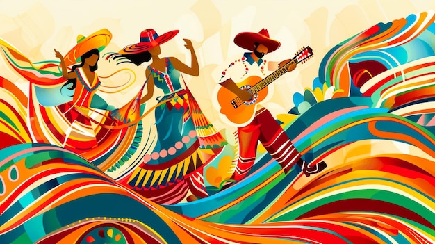 Hispanic heritage month Vector web banner posterbackground card for social media network