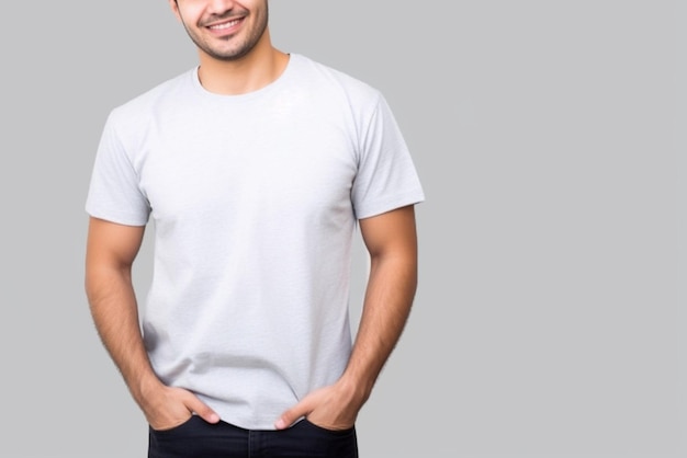 Hispanic man posing with a casual white tshirt