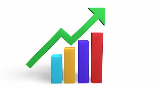 Histogram columns up and statistics finance 3drendering