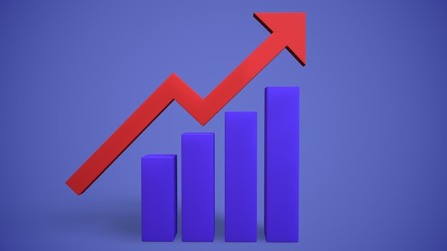 Histogram columns up and statistics finance 3drendering