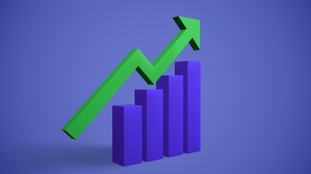 Histogram columns up and statistics finance 3drendering