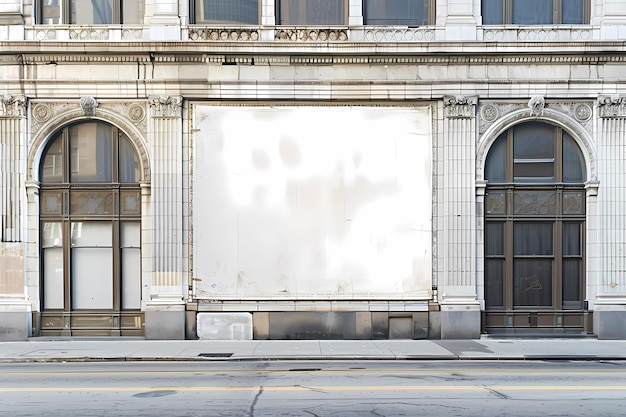 Historic building facade Fill the blank canvas of a white banner stand with your message