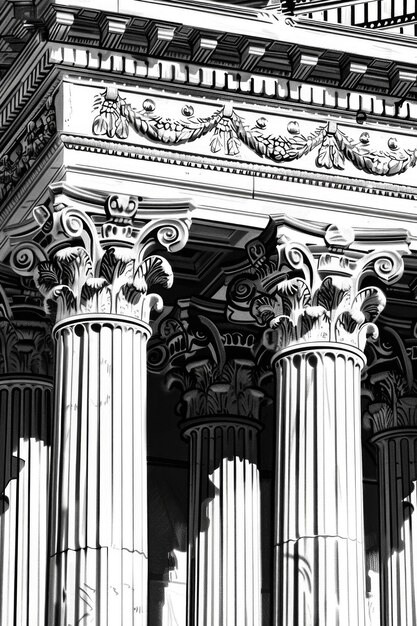 Photo a historic building with ornate columns ideal for use in historical or architectural context