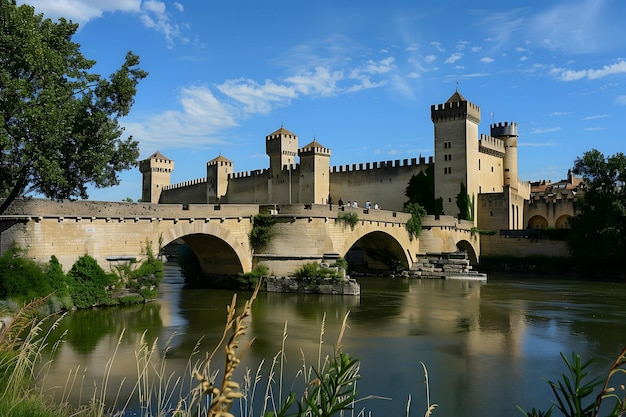 Historic Castle with Towering Walls and a Moat