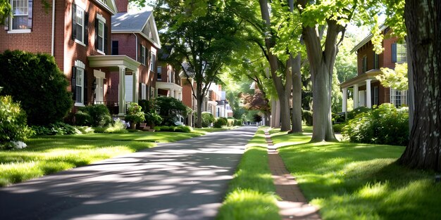 Photo historic charm and elegance victorian mansions on treelined streets concept historic mansions victorian architecture treelined streets elegance charm