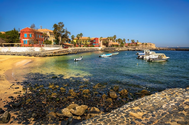 Historic city on the goree island near dakar senegal africa