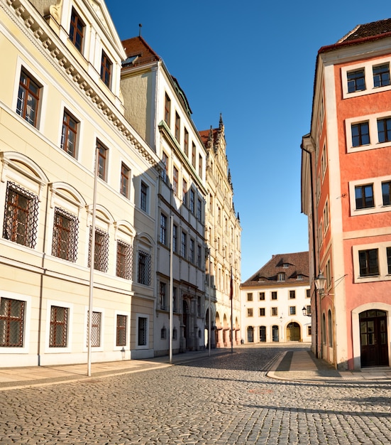 Historic houses and old cobblestones downtown Goerlitz in Saxony, Germany