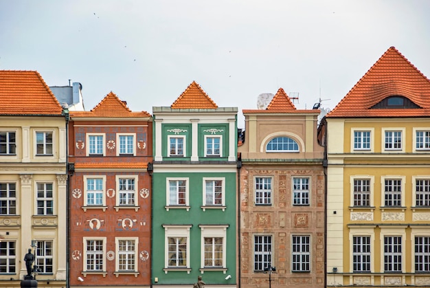 Historic old town market colorful building in Poznan