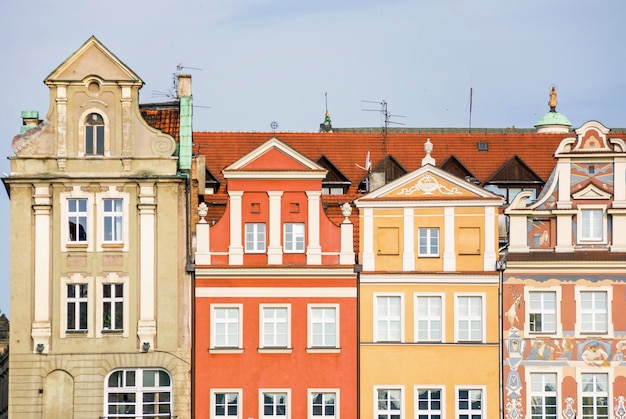 Historic old town market colorful building in Poznan