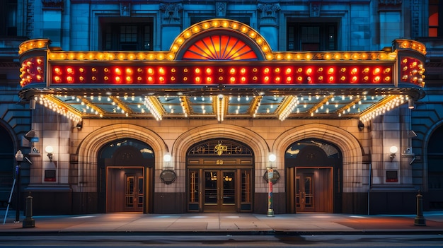 Photo a historic opera house exterior with majestic architecture and marquee lights