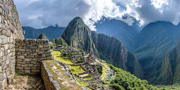 Historic Sanctuary of Machu Picchu on a mountain ridge Eastern Cordillera of southern Peru Andes