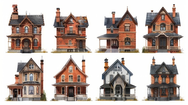 Photo historic victorianstyle houses each showcasing unique architectural details and colors