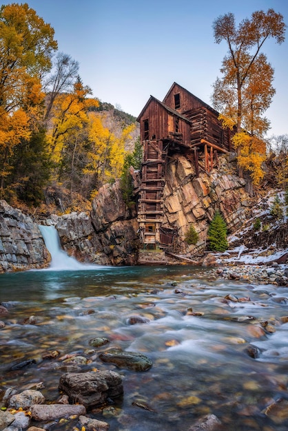 Historic wooden powerhouse called the Crystal Mill in Colorado