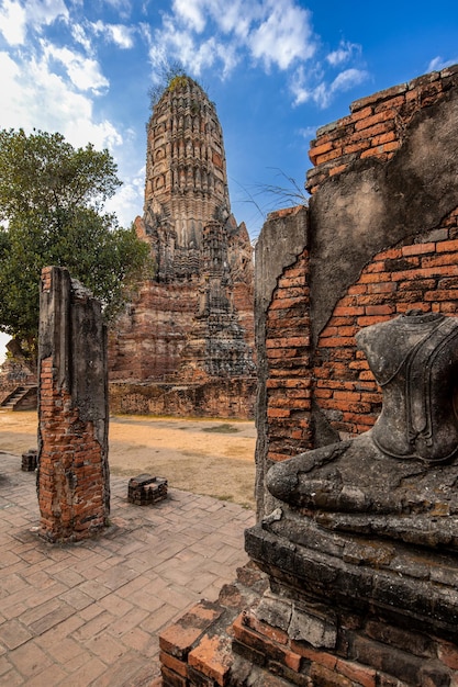 Historical ancient Art and Architecture Wat Chaiwattanaram old temple in Ayutthaya province Thailand