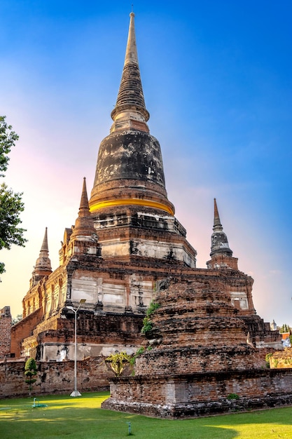 Historical Architecture Wat Yai Chai Mongkol the old temple in Ayutthaya province Thailand