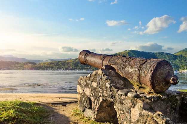 Historical cannon used to combat pirates at Paraty, Rio do Janeiro, Brazil.