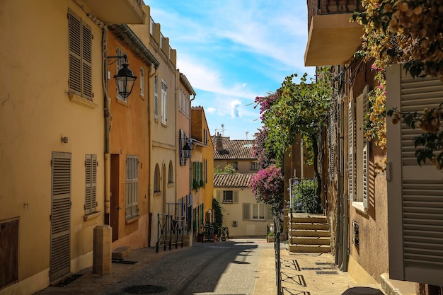 Historical Old Town of St Tropez, a popular resort on Mediterranean sea, Provence, France