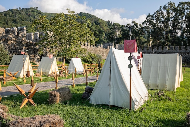 Historical re-enactment of the Romans army military tent camp in the fortress