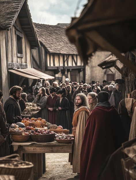 Historical reenactors showcasing life in a medieval village