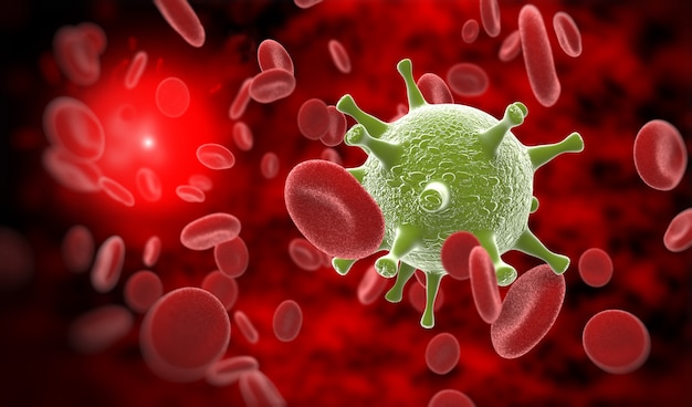 HIV Virus in Blood Stream in color background