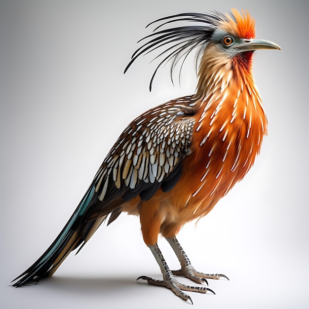 Hoatzin Bird On white background