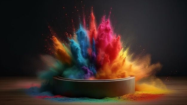 A hockey puck with colorful paint splatters