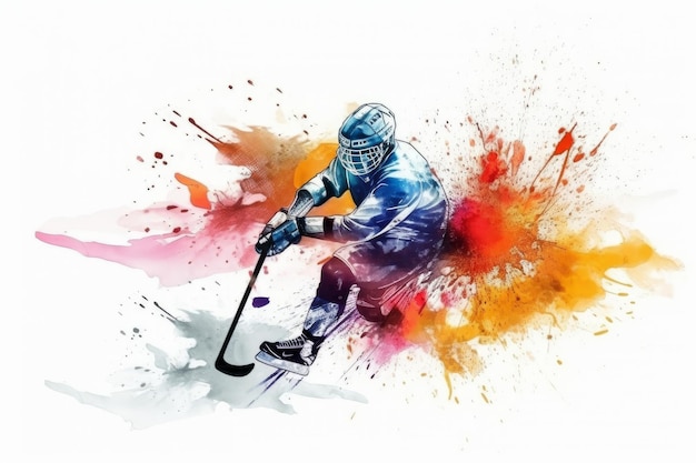 Hockey watercolor player Generate Ai