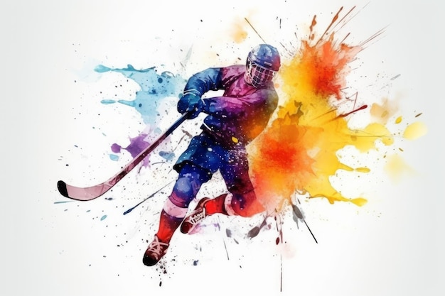 Hockey watercolor splash Generate Ai