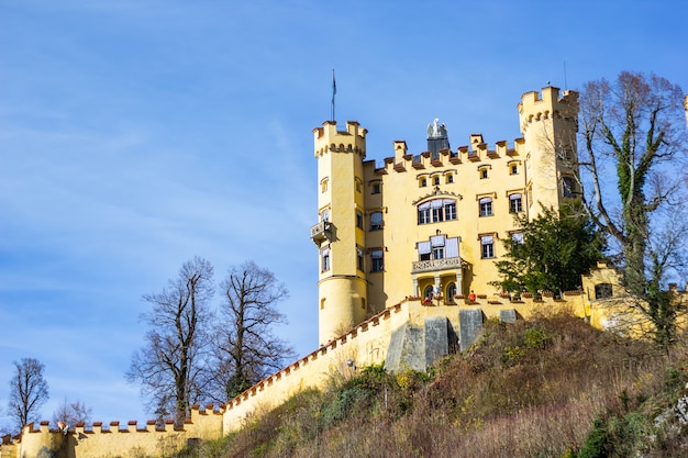 Hohenschwangau Castle with blue sky in Germany.